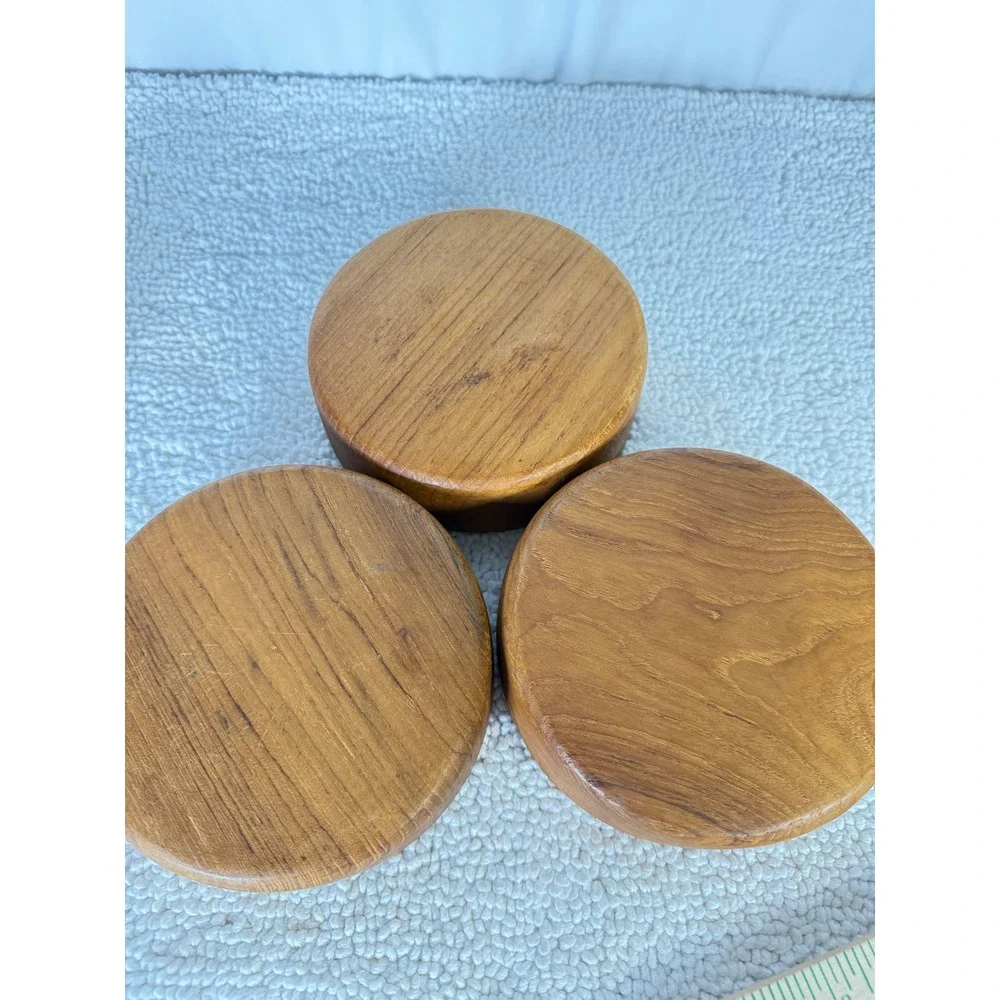 Vintage‎ Wooden Mortar Pestle Set 3 Bowls Kitchen Spice Grinder Herbs